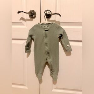 Waffle Knit Footed One-Piece in Sage Green